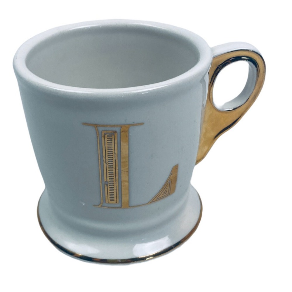 Anthropologie Limited‎ Edition Gold Monogrammed Letter "L"  Coffee Cup Mug